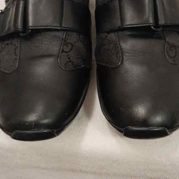 Gucci Pelle S. Gomma Trainers Sneakers Men Sz 40 BLACK Leather Monogram Low Top - Picture 14 of 16